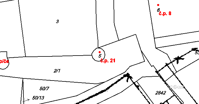 Žumberk 21, Žár na parcele st. 5 v KÚ Žumberk u Nových Hradů, Katastrální mapa