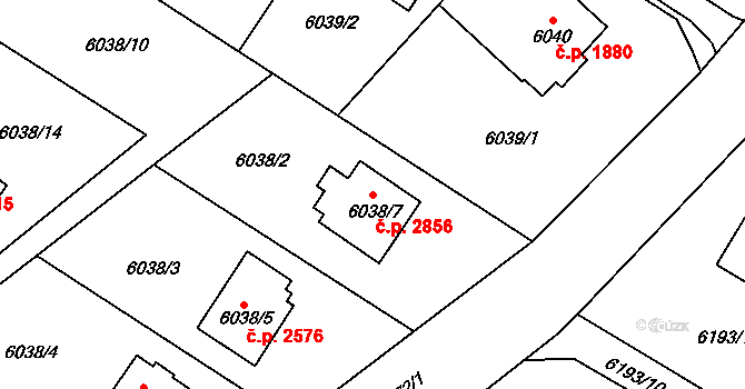 Frýdek 2856, Frýdek-Místek na parcele st. 6038/7 v KÚ Frýdek, Katastrální mapa
