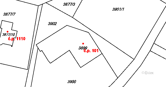Vendryně 101 na parcele st. 3899 v KÚ Vendryně, Katastrální mapa