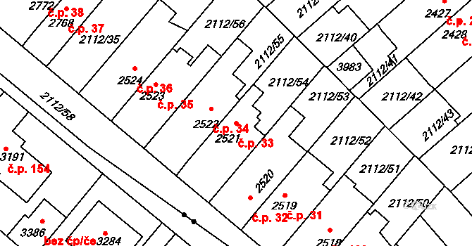 Kolín VI 33, Kolín na parcele st. 2521 v KÚ Kolín, Katastrální mapa