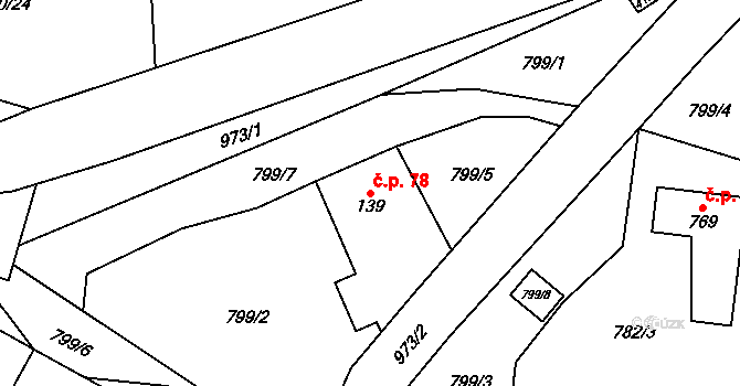 Halouny 78, Svinaře na parcele st. 139 v KÚ Svinaře, Katastrální mapa