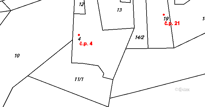 Skuhrov 4, Počepice na parcele st. 4 v KÚ Skuhrov u Počepic, Katastrální mapa