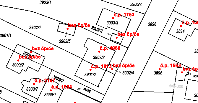 České Budějovice 7 1806, České Budějovice na parcele st. 3902/3 v KÚ České Budějovice 7, Katastrální mapa