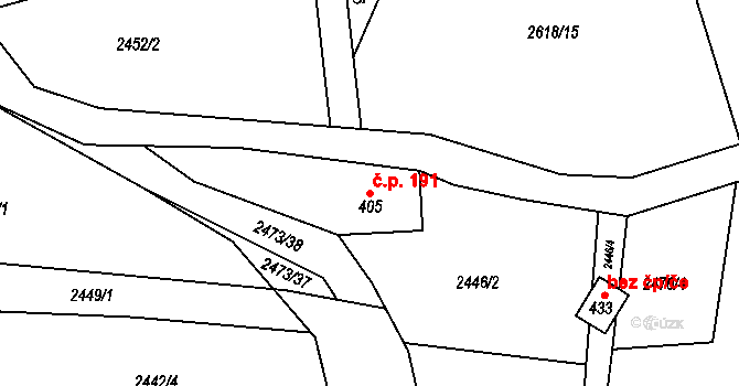 Chotěvice 191 na parcele st. 405 v KÚ Chotěvice, Katastrální mapa