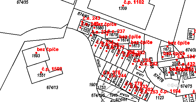 Rosice 236 na parcele st. 2134 v KÚ Rosice u Brna, Katastrální mapa