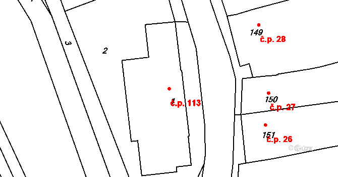 Trboušany 113 na parcele st. 1 v KÚ Trboušany, Katastrální mapa