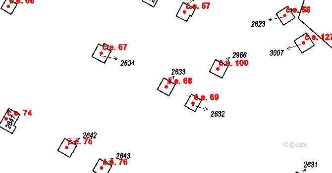 Hamrníky 68, Mariánské Lázně na parcele st. 2633 v KÚ Úšovice, Katastrální mapa