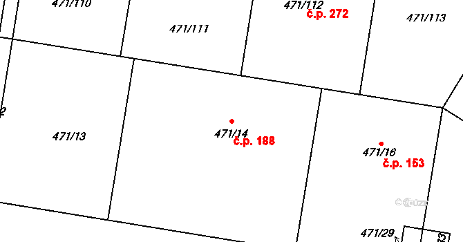 Křeslice 188, Praha na parcele st. 471/14 v KÚ Křeslice, Katastrální mapa
