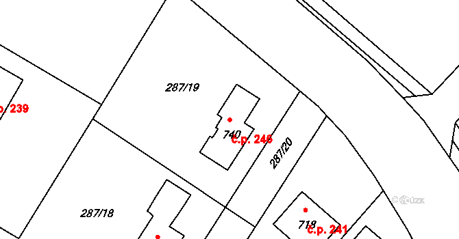 Mašov 246, Turnov na parcele st. 740 v KÚ Mašov u Turnova, Katastrální mapa