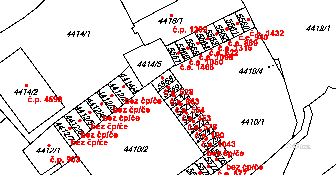 Chomutov 863 na parcele st. 5569 v KÚ Chomutov I, Katastrální mapa