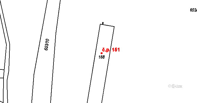 Vlčovice 151, Kopřivnice na parcele st. 188 v KÚ Vlčovice, Katastrální mapa