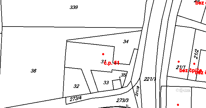 Číměř 51 na parcele st. 31 v KÚ Číměř nad Jihlavou, Katastrální mapa