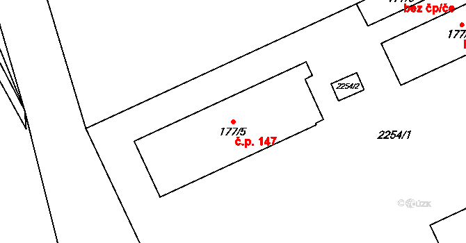 Krhov 147, Bojkovice na parcele st. 177/5 v KÚ Krhov u Bojkovic, Katastrální mapa