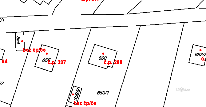 Divišov 298 na parcele st. 660 v KÚ Divišov u Benešova, Katastrální mapa