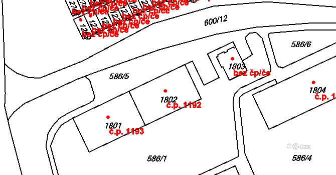 Vlašim 1192 na parcele st. 1802 v KÚ Vlašim, Katastrální mapa