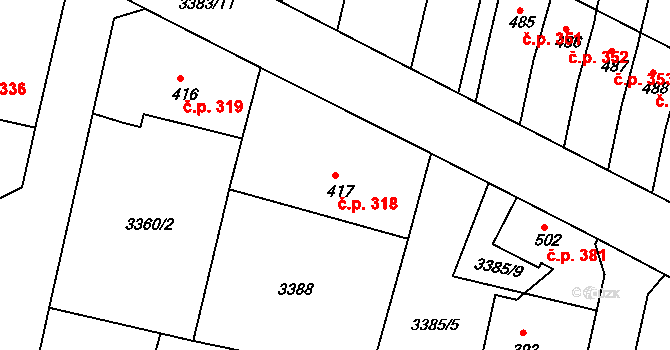 Sepekov 318 na parcele st. 417 v KÚ Sepekov, Katastrální mapa
