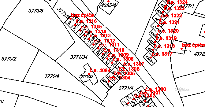 Znojmo 1310 na parcele st. 3771/26 v KÚ Znojmo-město, Katastrální mapa