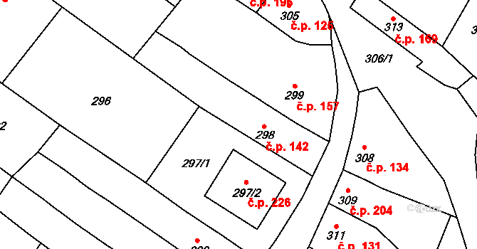Spytihněv 142 na parcele st. 298 v KÚ Spytihněv, Katastrální mapa