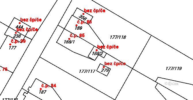 Světec 42118379 na parcele st. 188/2 v KÚ Chotějovice, Katastrální mapa