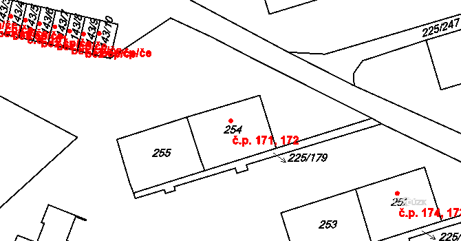 Meziboří 171,172 na parcele st. 254 v KÚ Meziboří u Litvínova, Katastrální mapa