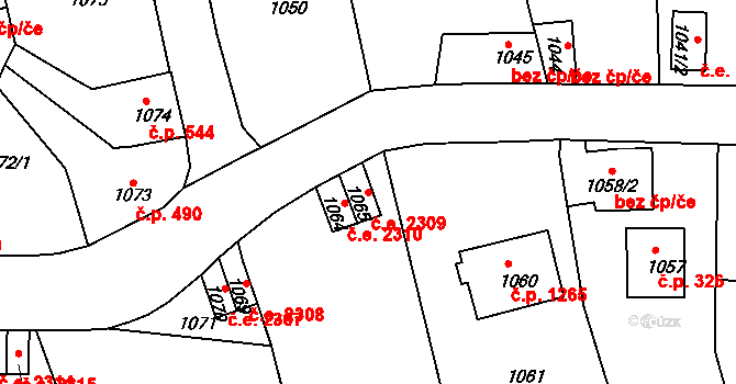 Střekov 2309, Ústí nad Labem na parcele st. 1065 v KÚ Střekov, Katastrální mapa