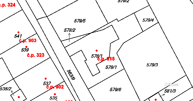 Kopřivnice 815 na parcele st. 578/1 v KÚ Kopřivnice, Katastrální mapa