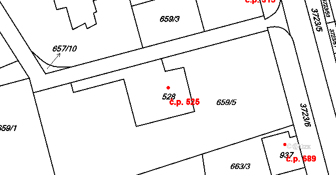 Žirovnice 525 na parcele st. 528 v KÚ Žirovnice, Katastrální mapa
