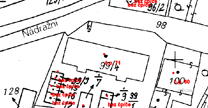 Vlkýš 71, Heřmanova Huť na parcele st. 99/4 v KÚ Vlkýš, Katastrální mapa