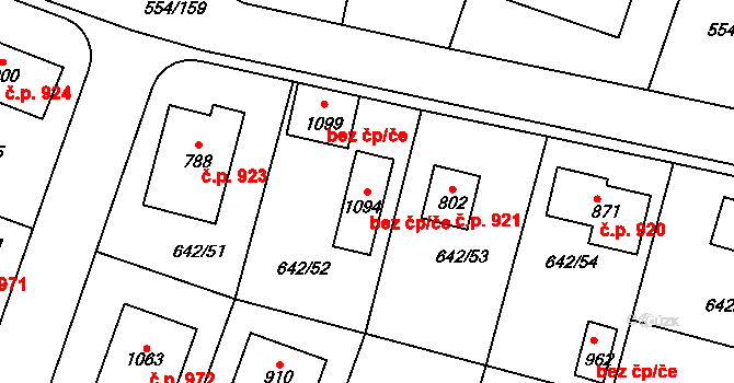 Bašť 92710379 na parcele st. 1094 v KÚ Bašť, Katastrální mapa
