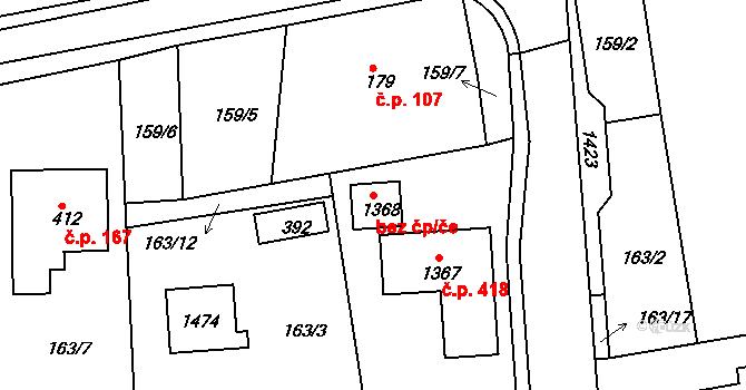 Cheb 94052379 na parcele st. 1368 v KÚ Háje u Chebu, Katastrální mapa
