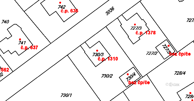 Rychnov nad Kněžnou 1310 na parcele st. 730/3 v KÚ Rychnov nad Kněžnou, Katastrální mapa