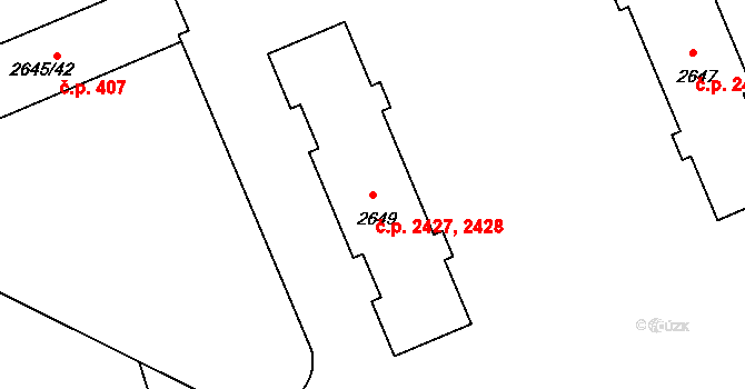 Přerov I-Město 2427,2428, Přerov na parcele st. 2649 v KÚ Přerov, Katastrální mapa