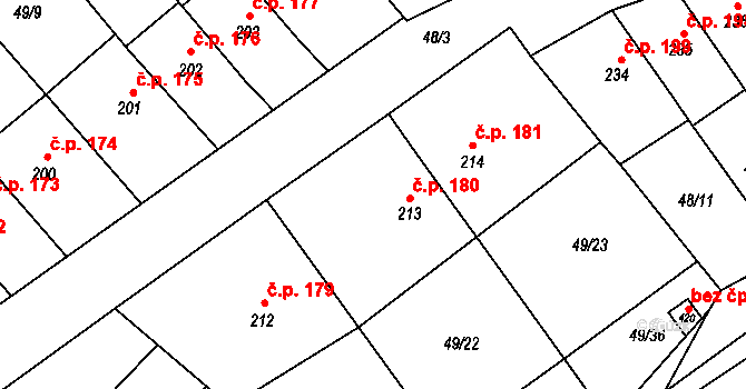 Přerov XI-Vinary 180, Přerov na parcele st. 213 v KÚ Vinary u Přerova, Katastrální mapa