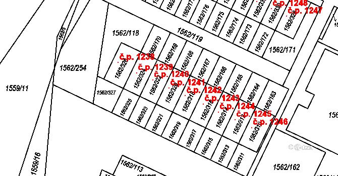 Ďáblice 1241, Praha na parcele st. 1562/320 v KÚ Ďáblice, Katastrální mapa