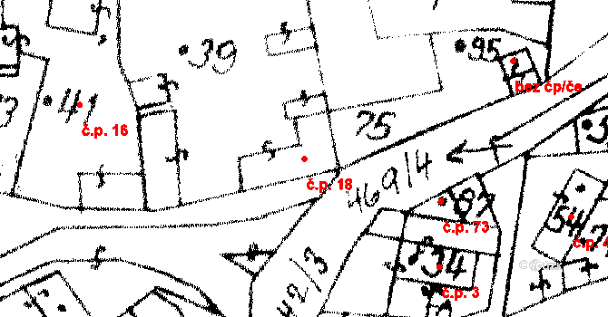 Hobšovice 18 na parcele st. 39 v KÚ Hobšovice, Katastrální mapa
