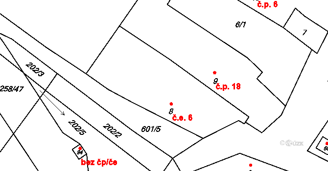Broumovice 6, Neustupov na parcele st. 8 v KÚ Broumovice, Katastrální mapa