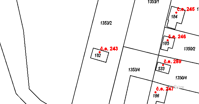 Mrač 243 na parcele st. 182 v KÚ Mrač, Katastrální mapa