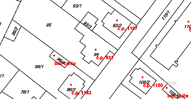 Stará Boleslav 931, Brandýs nad Labem-Stará Boleslav na parcele st. 94 v KÚ Stará Boleslav, Katastrální mapa
