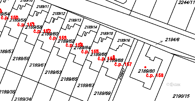 Třeboň II 156, Třeboň na parcele st. 2189/66 v KÚ Třeboň, Katastrální mapa