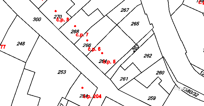 Mimoň IV 5, Mimoň na parcele st. 264 v KÚ Mimoň, Katastrální mapa