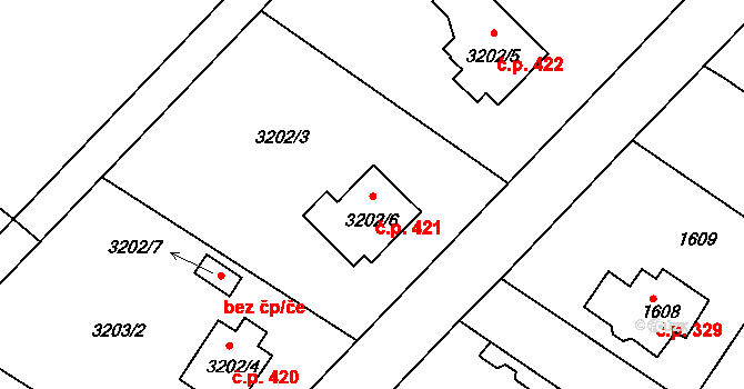 Podmoklice 421, Semily na parcele st. 3202/6 v KÚ Semily, Katastrální mapa