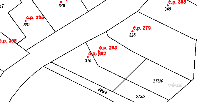 Ostroměř 263 na parcele st. 311 v KÚ Ostroměř, Katastrální mapa