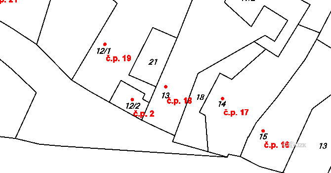 Trnovany 18 na parcele st. 13 v KÚ Trnovany u Litoměřic, Katastrální mapa