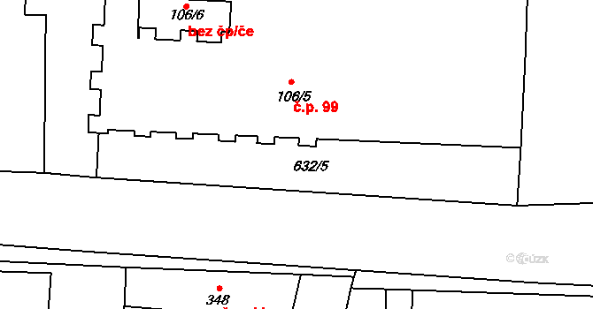 Dymokury 259 na parcele st. 105/4 v KÚ Dymokury, Katastrální mapa