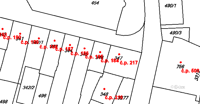 Litomyšl-Město 184, Litomyšl na parcele st. 346 v KÚ Litomyšl, Katastrální mapa