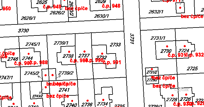 Břevnov 991, Praha na parcele st. 2732 v KÚ Břevnov, Katastrální mapa