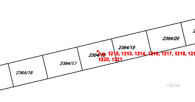 Kobylisy 1213,1214,1215,1216,, Praha na parcele st. 2364/18 v KÚ Kobylisy, Katastrální mapa