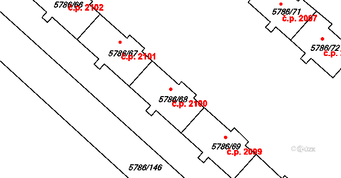 Česká Lípa 2100 na parcele st. 5786/68 v KÚ Česká Lípa, Katastrální mapa