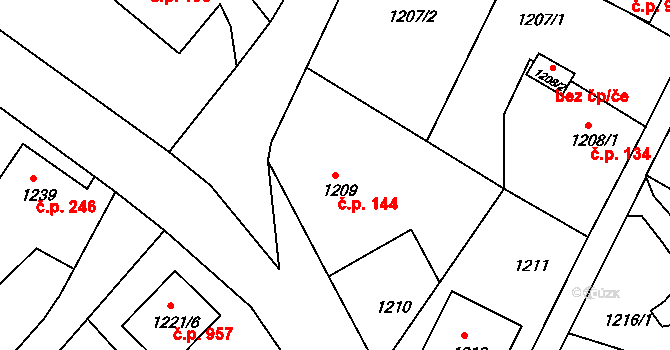 Liberec XIV-Ruprechtice 144, Liberec na parcele st. 1209 v KÚ Ruprechtice, Katastrální mapa