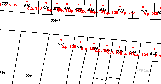 Opatovice 149 na parcele st. 638 v KÚ Opatovice u Rajhradu, Katastrální mapa